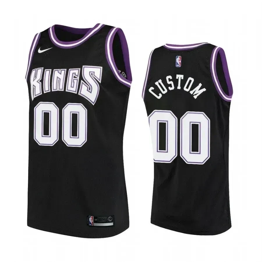 Sacramento Kings 00 Custom Hardwood Classics Black NBA Jersey Men's