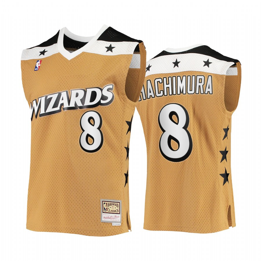Rui Hachimura 8 Washington Wizards Rare Vintage Gold HWC Stars NBA Jersey Men's