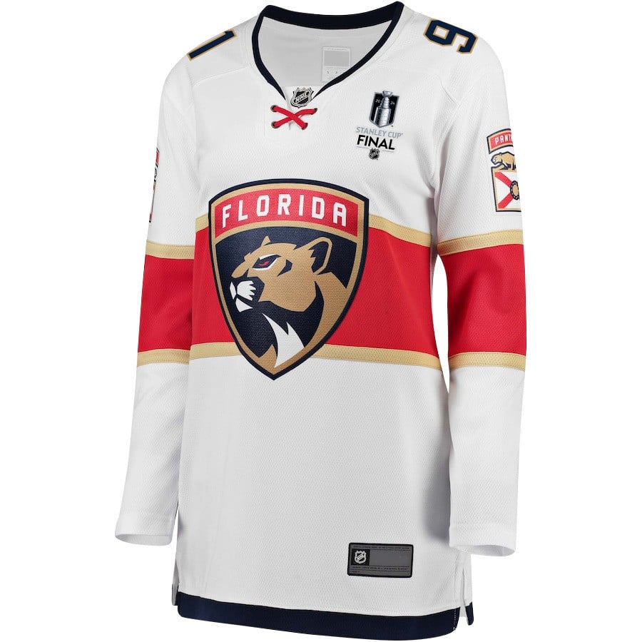 Oliver Ekman-Larsson 91 Florida Panthers 2024 STANLEY CUP Final Away Breakaway White NHL Jersey Women's