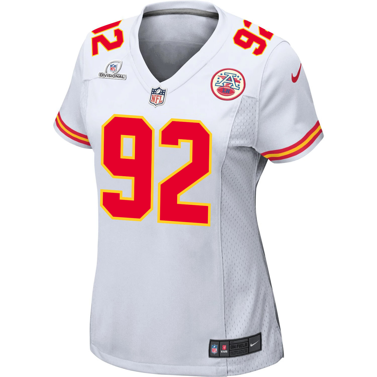 Neil Farrell 92 Kansas City Chiefs Super Bowl LVIII Patch Game White NFL Jersey Women's