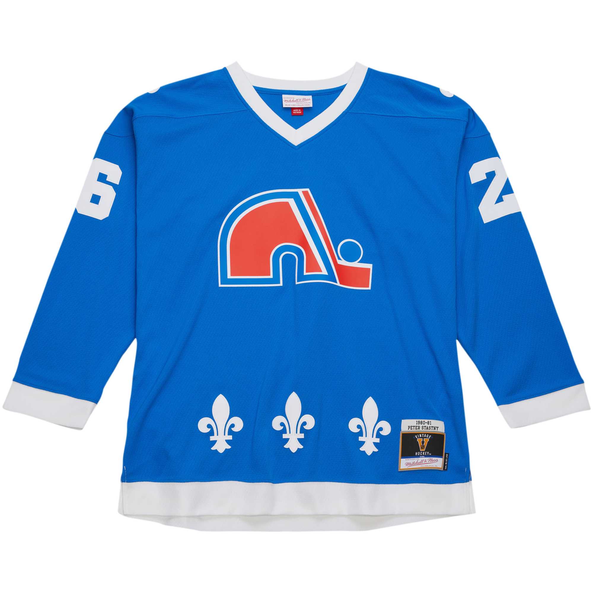 Quebec Nordiques Peter Stastny Mitchell Ness Blue Vintage 1980/81 Blue Line Player NHL Jersey Men's