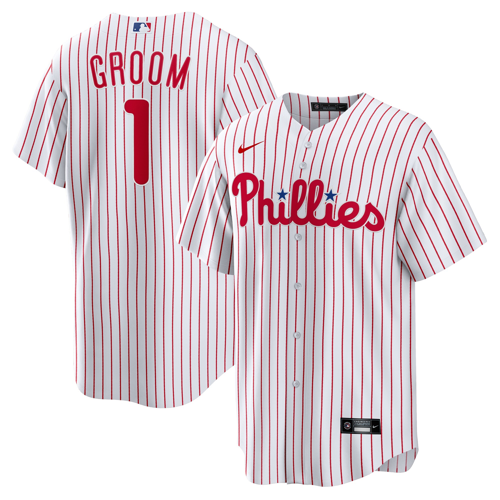 Philadelphia Phillies White #1 Groom Home MLB Jersey Men's