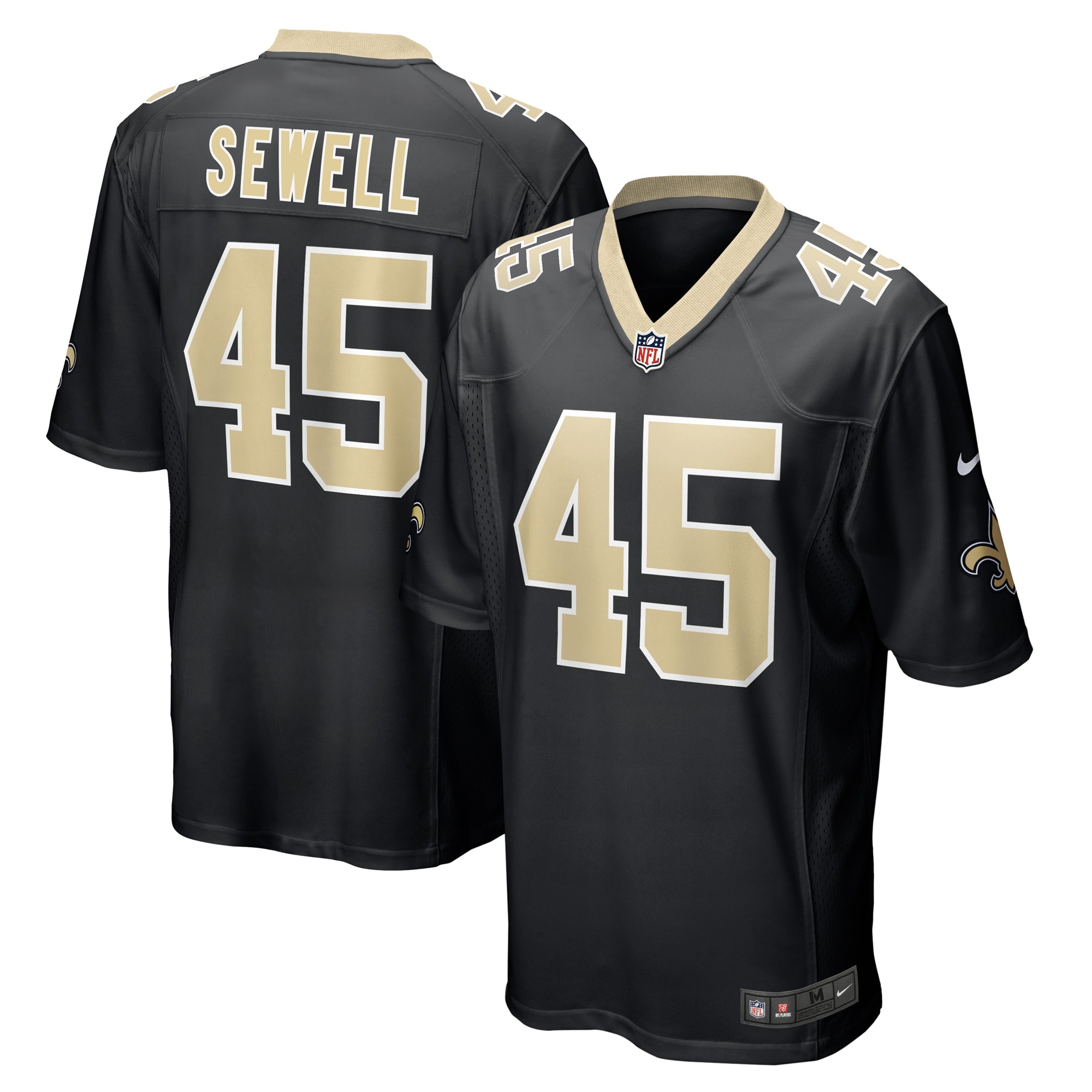 New Orleans Saints Nephi Sewell Black Game Player NFL Jersey Men's