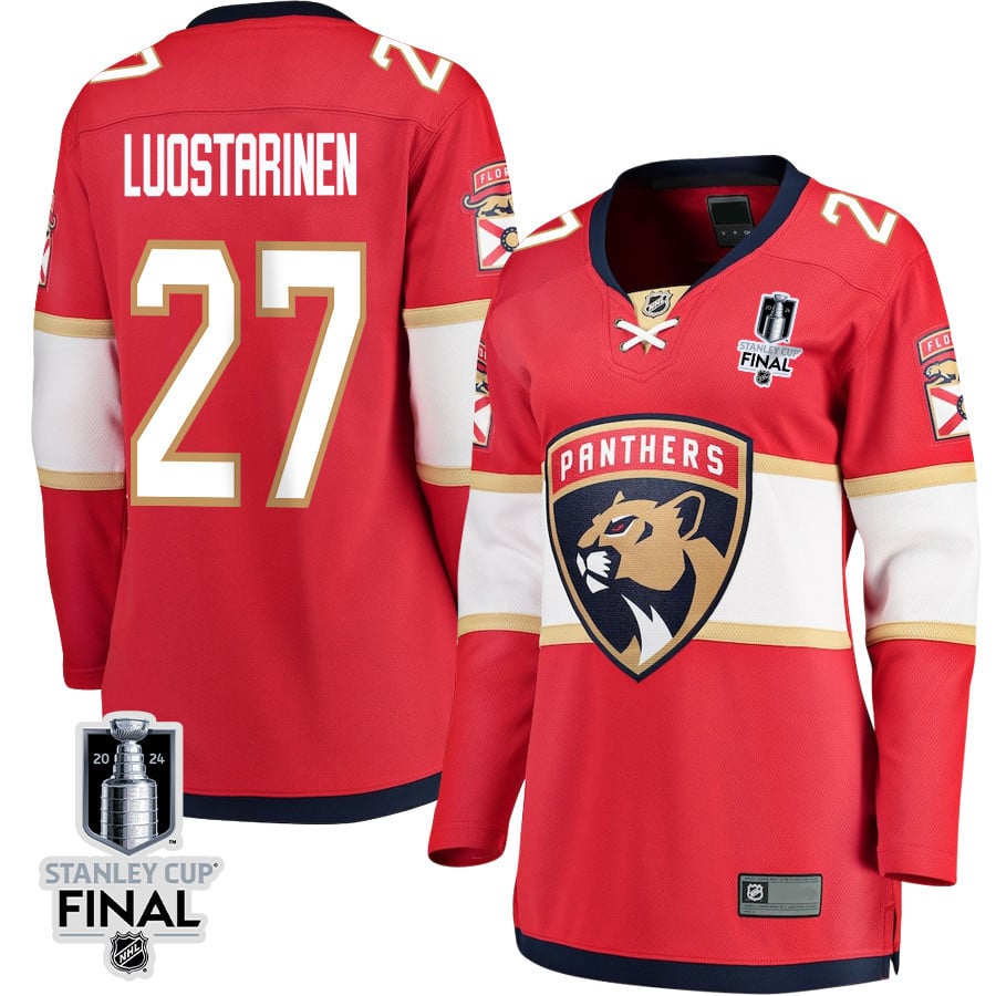 Eetu Luostarinen 27 Florida Panthers 2024 STANLEY CUP Final Home Breakaway Red NHL Jersey Women's