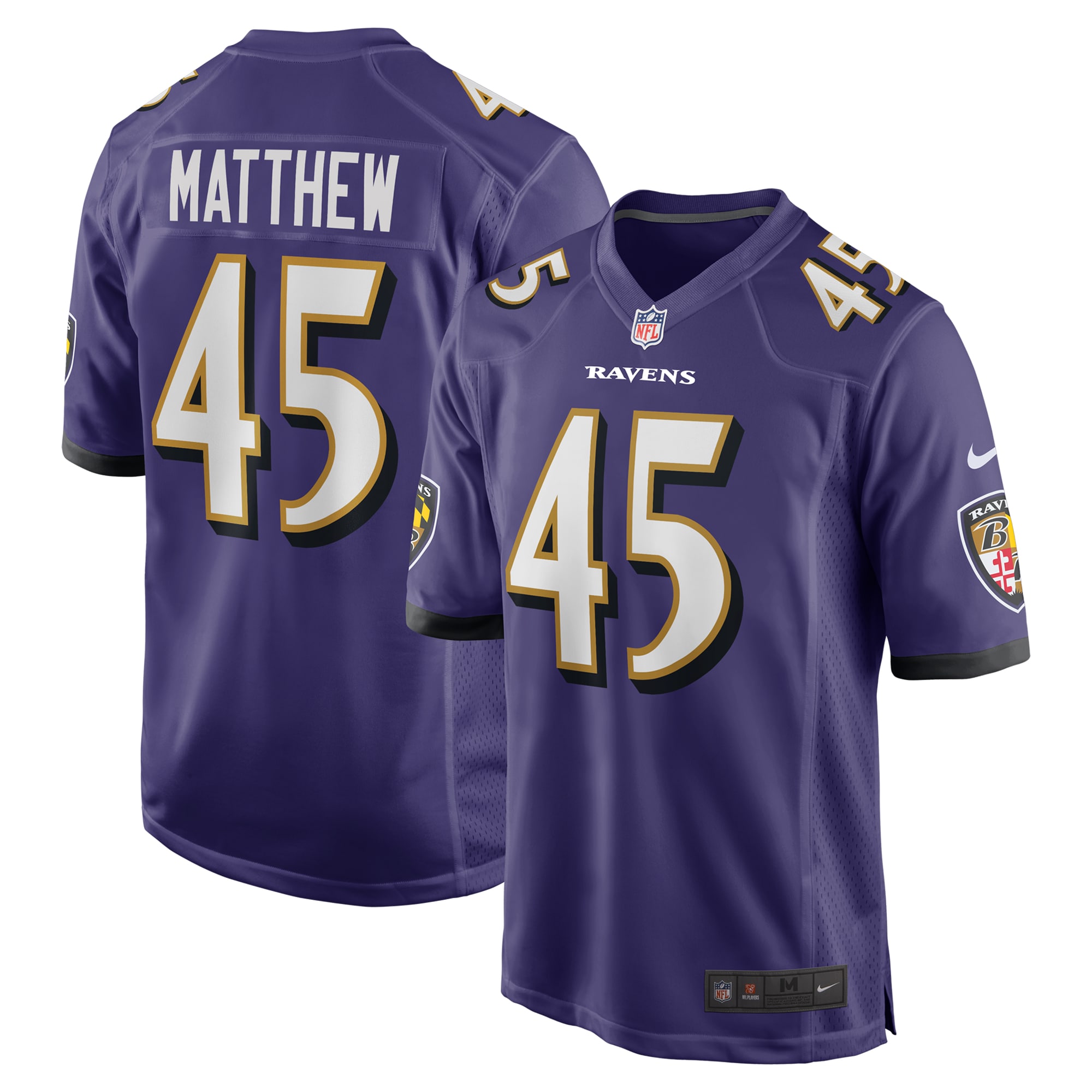 Baltimore Ravens Christian Matthew Purple Team Game NFL Jersey Men's