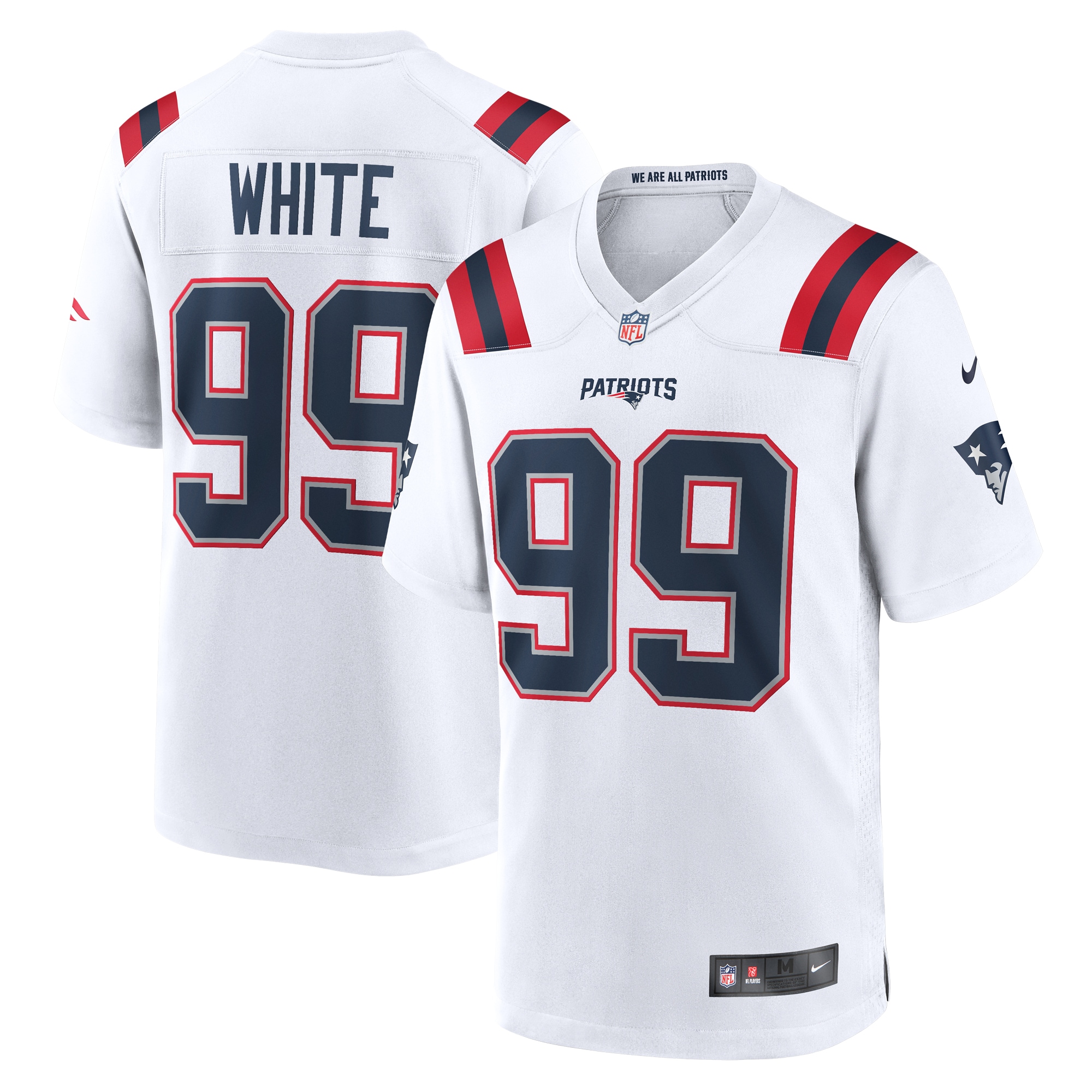 New England Patriots Keion White White Game NFL Jersey Men's