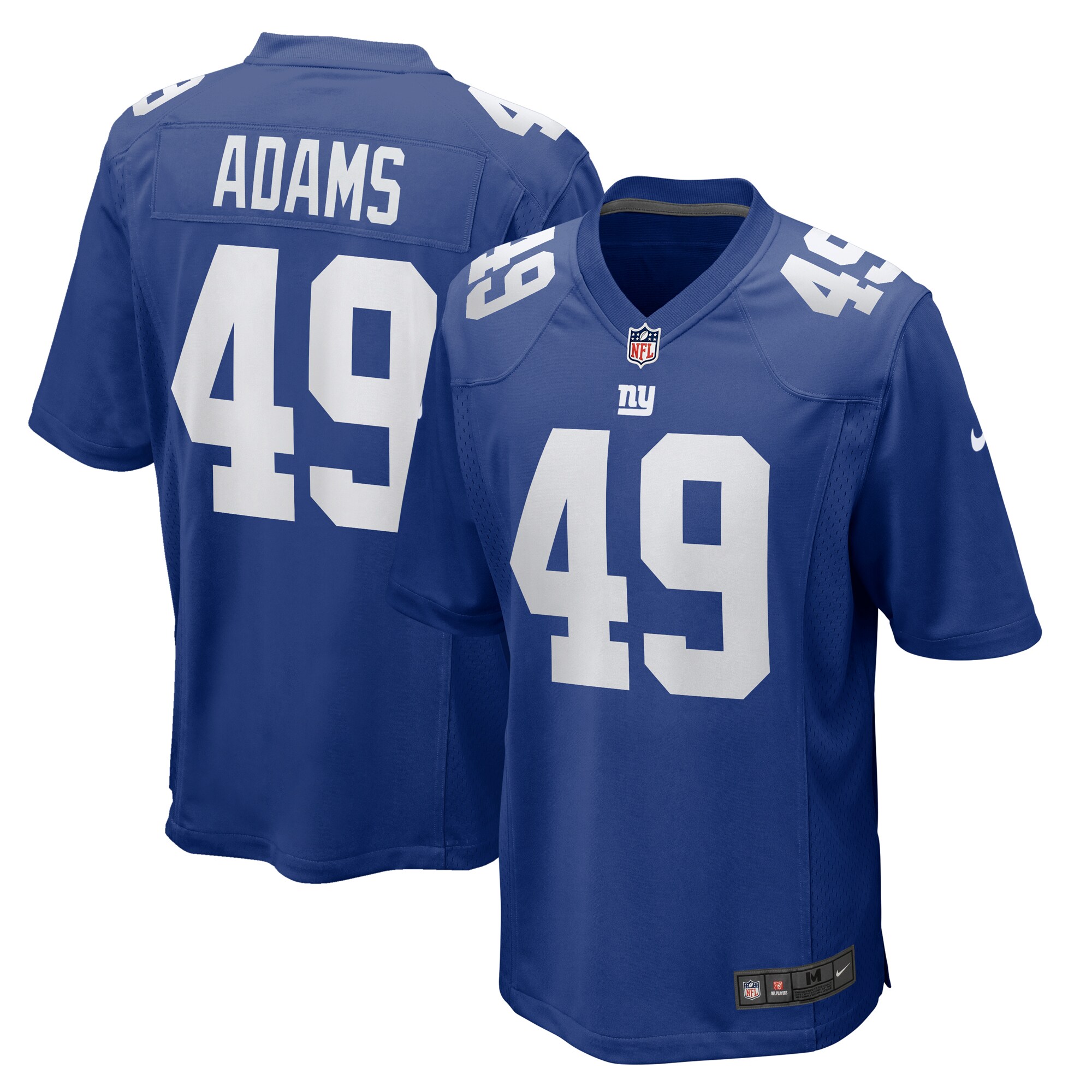 New York Giants Matthew Adams Royal Team Game NFL Jersey Men's