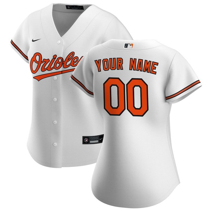 Baltimore Orioles Home Custom White MLB Jersey Women's