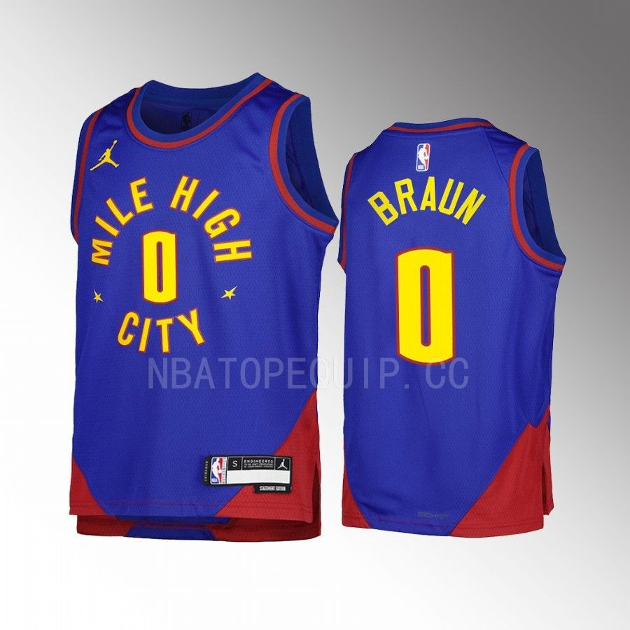 Denver Nuggets Christian Braun 0 Statement Edition Blu Swingman NBA Jersey Men's