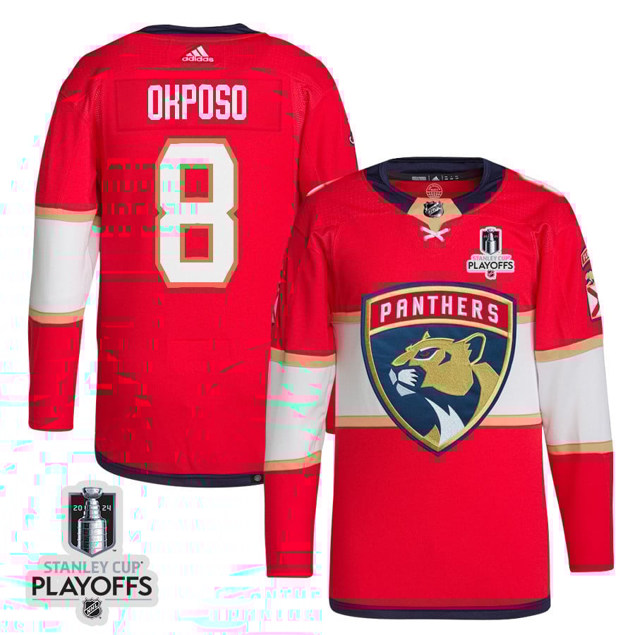 Kyle Okposo 8 Florida Panthers 2024 Playoffs Patch Home Red NHL Jersey Men's
