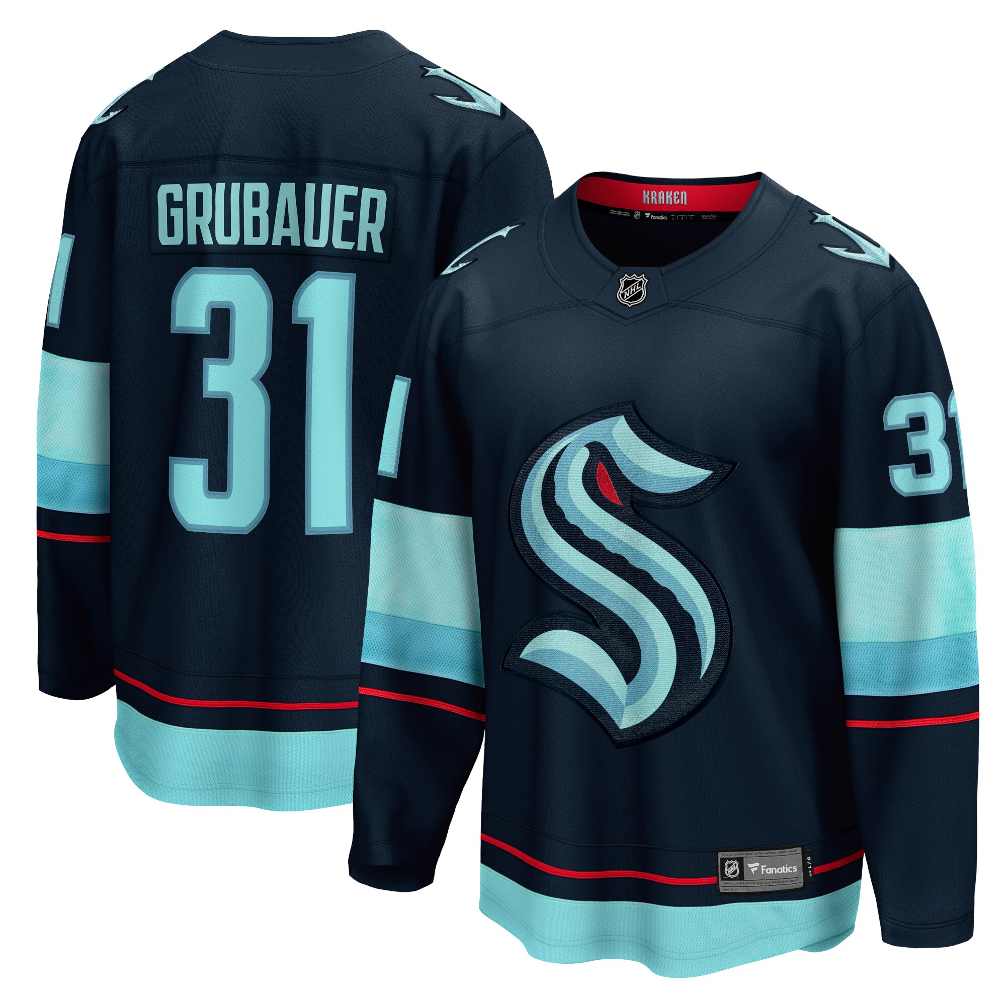 Seattle Kraken Philipp Grubauer Navy Home Breakaway Player NHL Jersey Men's