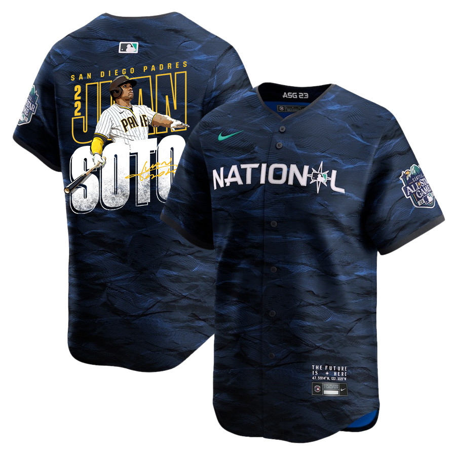 Juan Soto 22 San Diego Padres Signed Posture 2023 All Star Game Limited Player Royal MLB Jersey Men's
