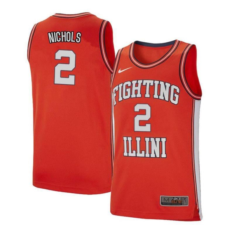 2 Kipper Nichols Orange Retro Elite Illinois Fighting Illini NCAA Jersey Men's