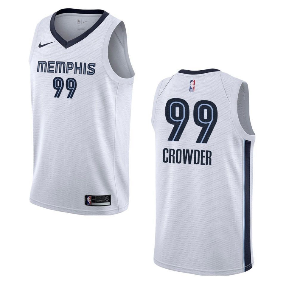 Memphis Grizzlies 99 Jae Crowder Association Swingman White NBA Jersey Men's