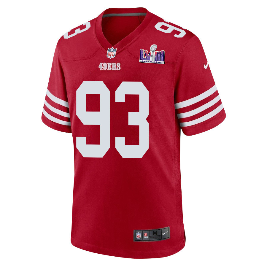 Kalia Davis 93 San Francisco 49ers Super Bowl LVIII Patch Game Scarlet NFL Jersey Men's