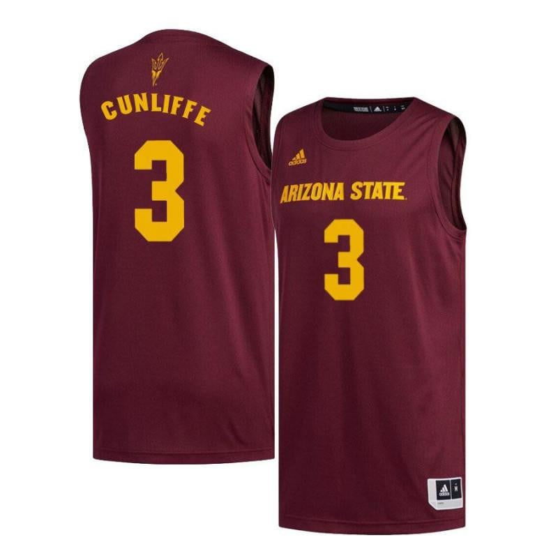 3 Sam Cunliffe Maroon Arizona State Sun Devils NCAA Jersey Men's