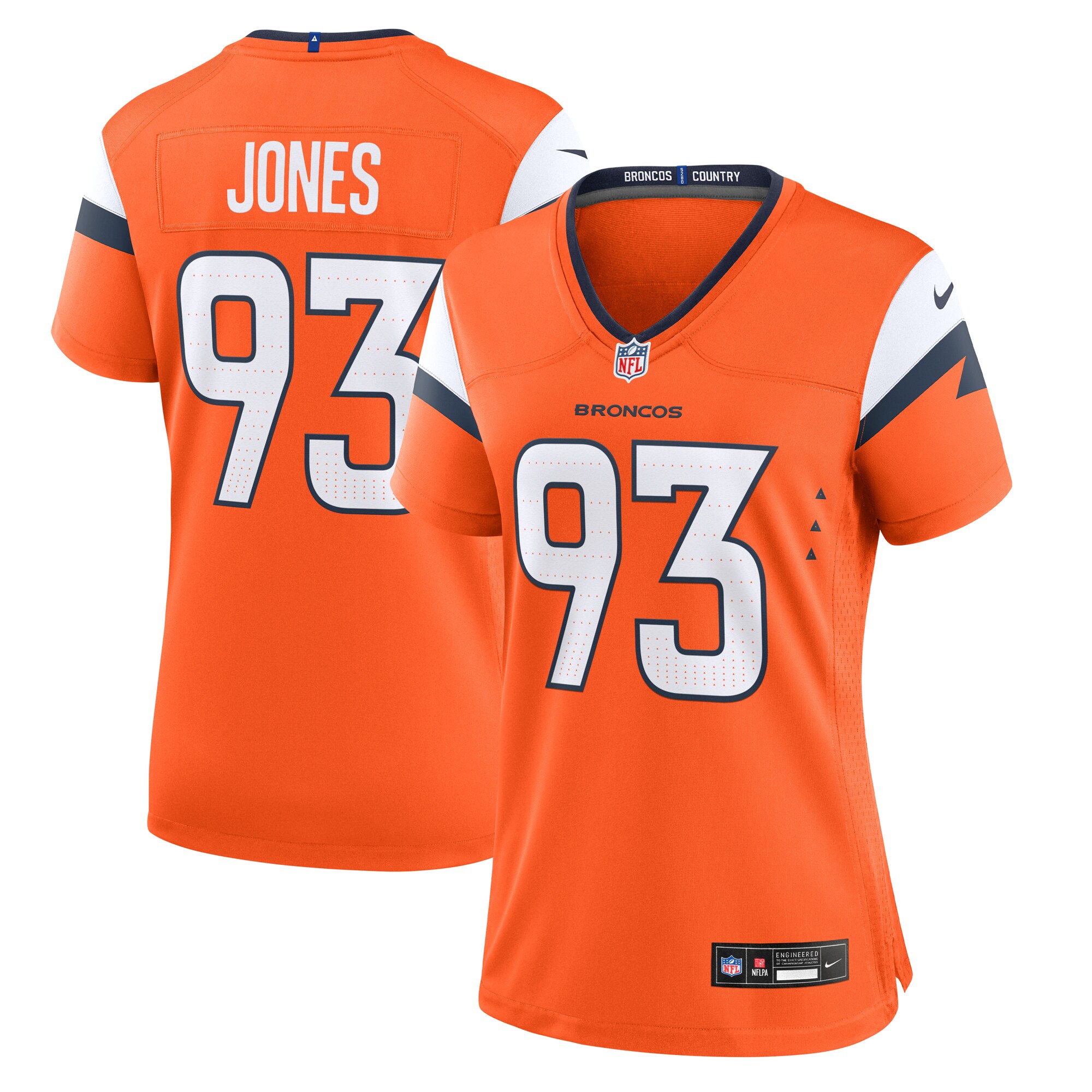 Denver Broncos D.J. Jones Orange Team Game NFL Jersey Women's