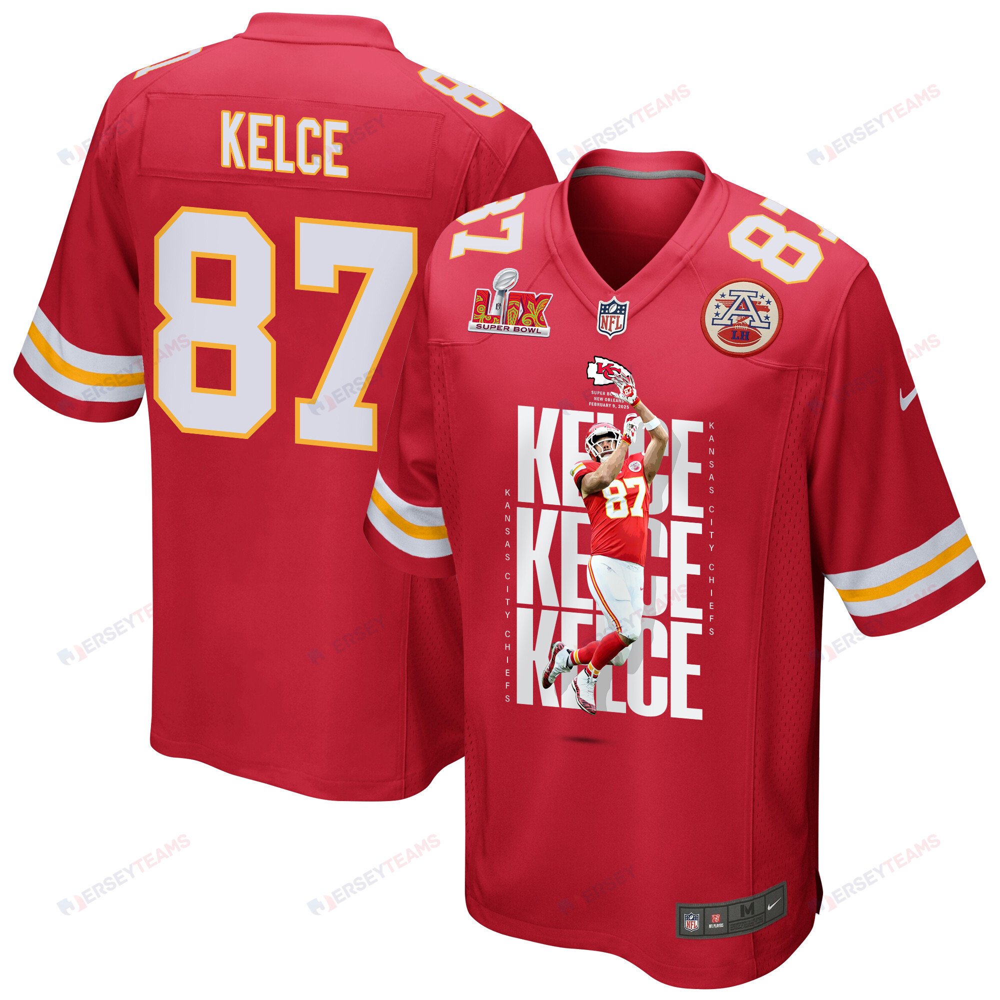 Travis Kelce 87 Kansas City Chiefs Oh Say Can You Kelce Game Red NFL Jersey Men's