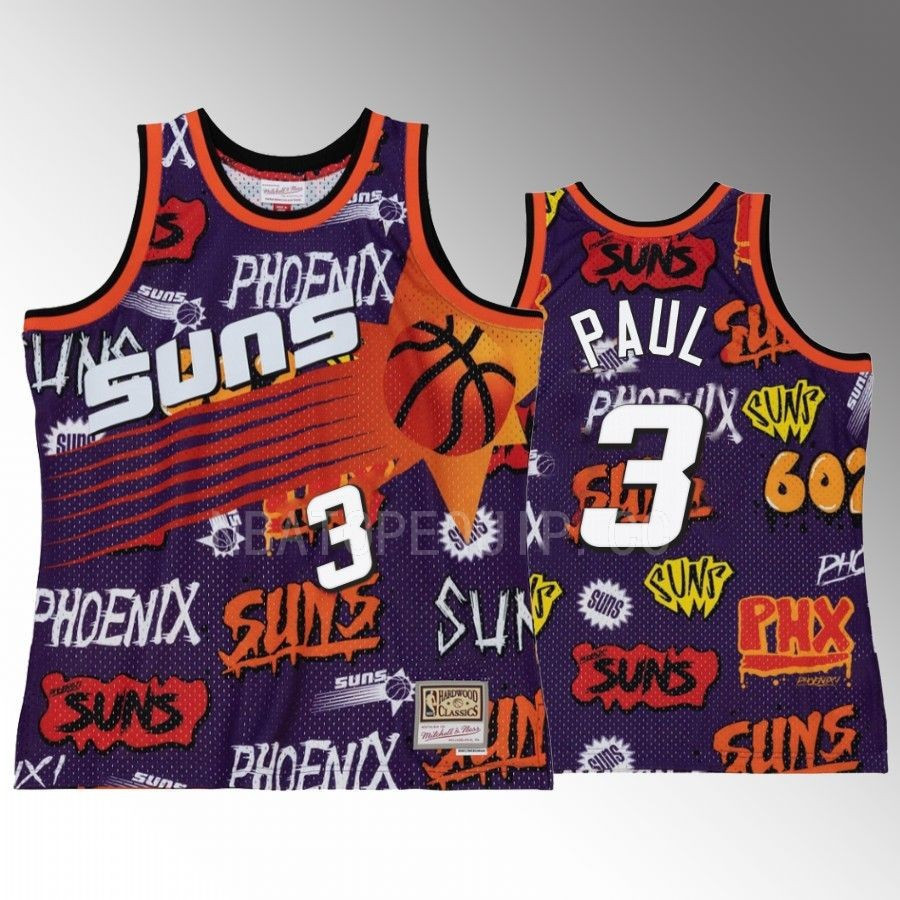 Phoenix Suns Chris Paul 3 Purple Slap Sticker HWC Swingman NBA Jersey Men's
