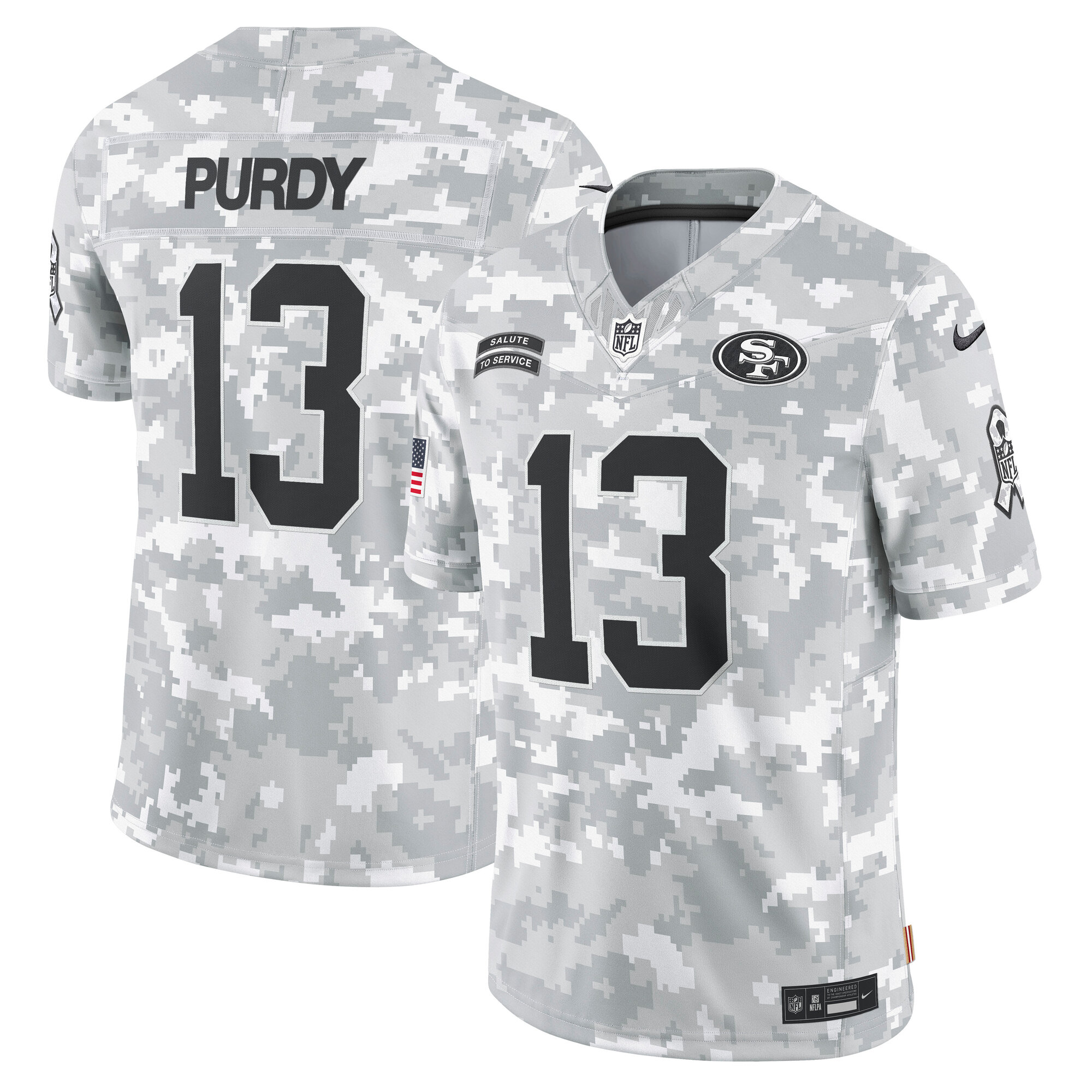 San Francisco 49ers Brock Purdy Arctic Camo 2024 Salute to Service Limited NFL Jersey Men's
