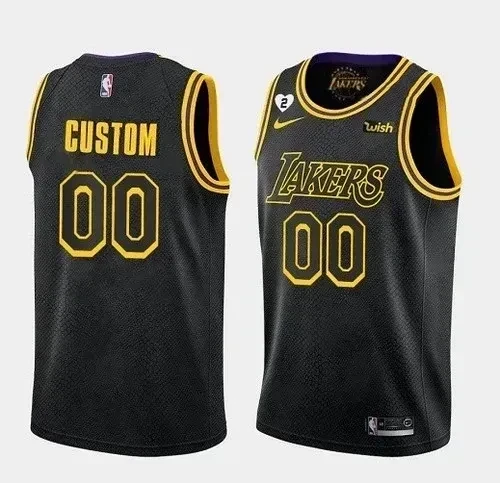 Los Angeles Lakers Black Custom With Gigi Patch Stitched NBA Jersey Men's