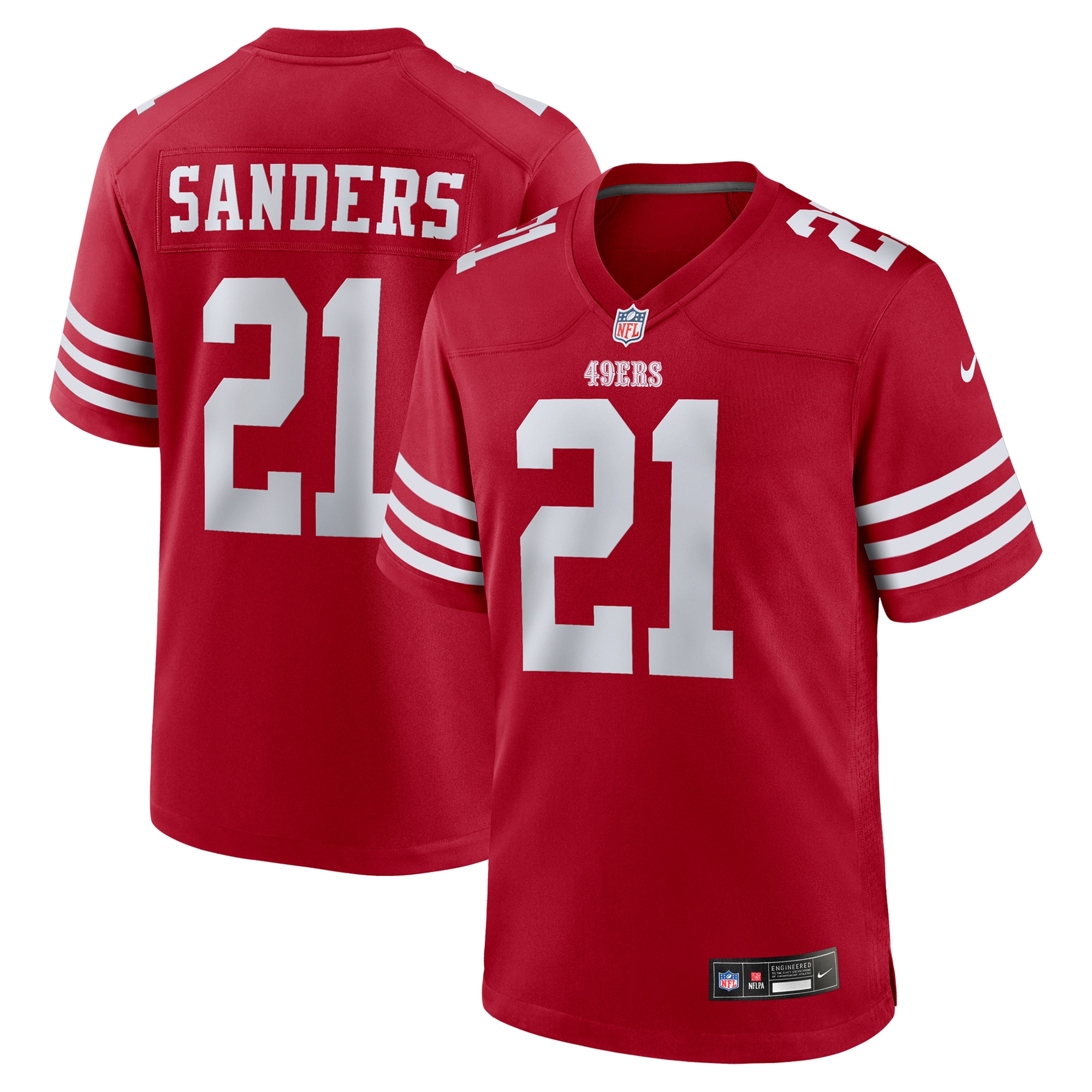San Francisco 49ers Deion Sanders Scarlet Team Retired Player Game NFL Jersey Men's