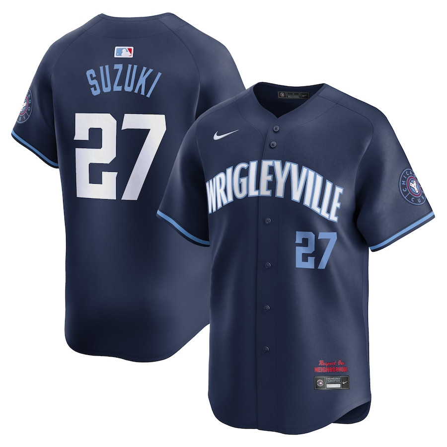 Seiya Suzuki 27 Chicago Cubs City Connect Limited Navy MLB Jersey Men's