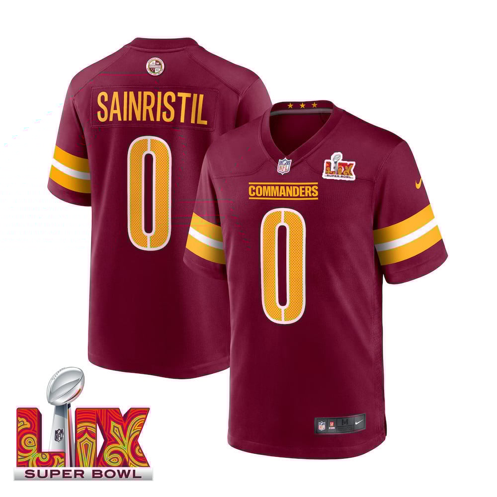 Mike Sainristil #0 Washington Commanders Super Bowl LIX Burgundy NFL Jersey Men's