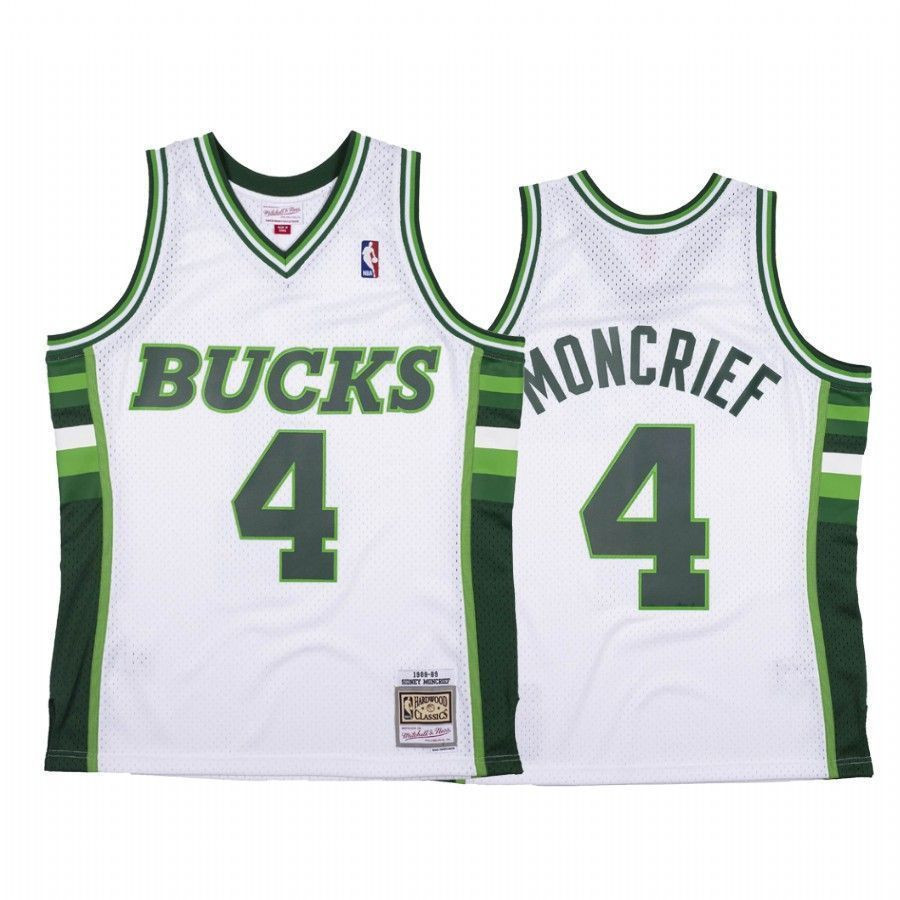 Sidney Moncrief 4 Milwaukee Bucks White Hardwood Classics NBA Jersey Men's
