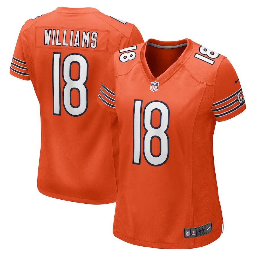 Caleb Williams 18 Chicago Bears Alternate Game Orange NFL Jersey Women's