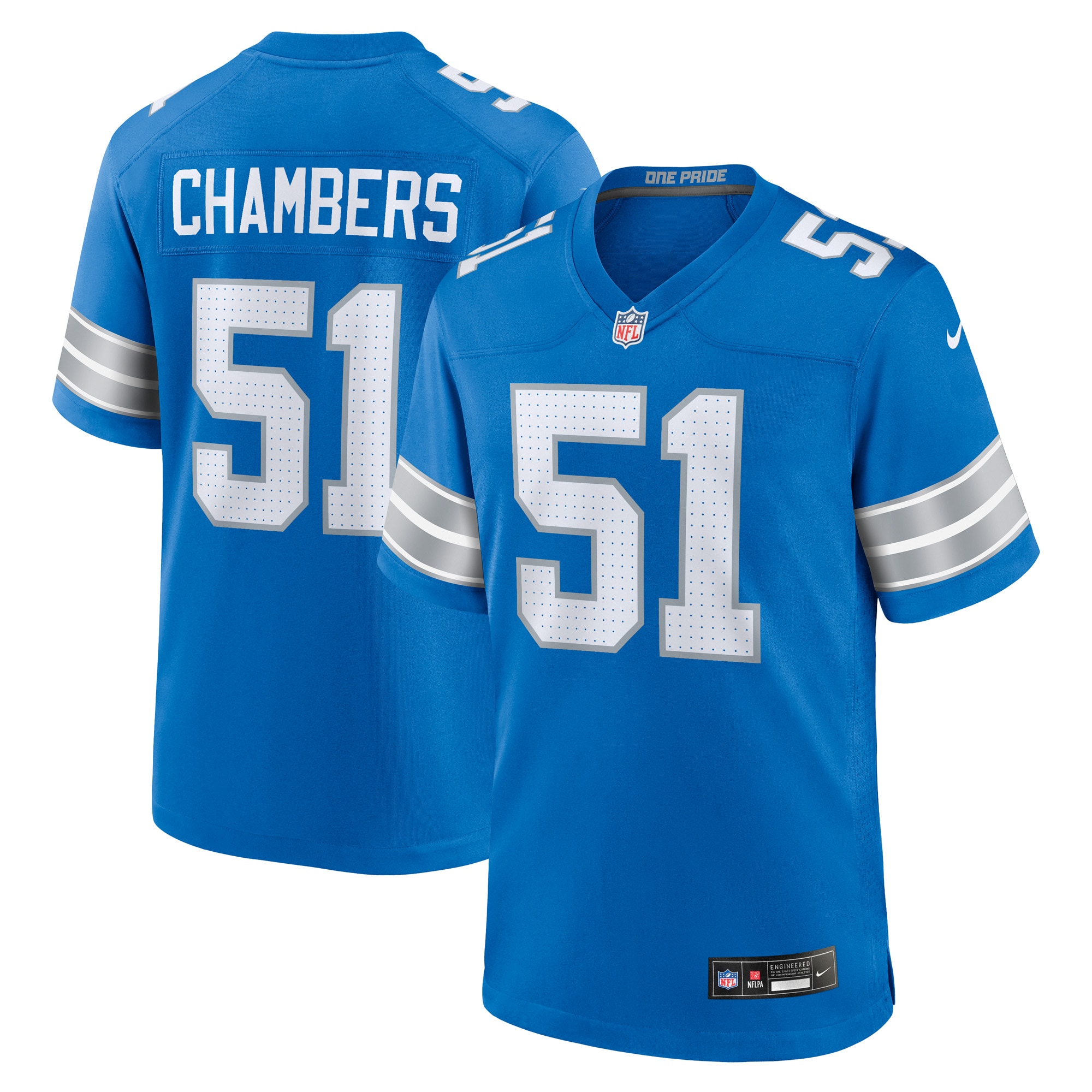 Detroit Lions Steele Chambers Blue Game NFL Jersey Men's