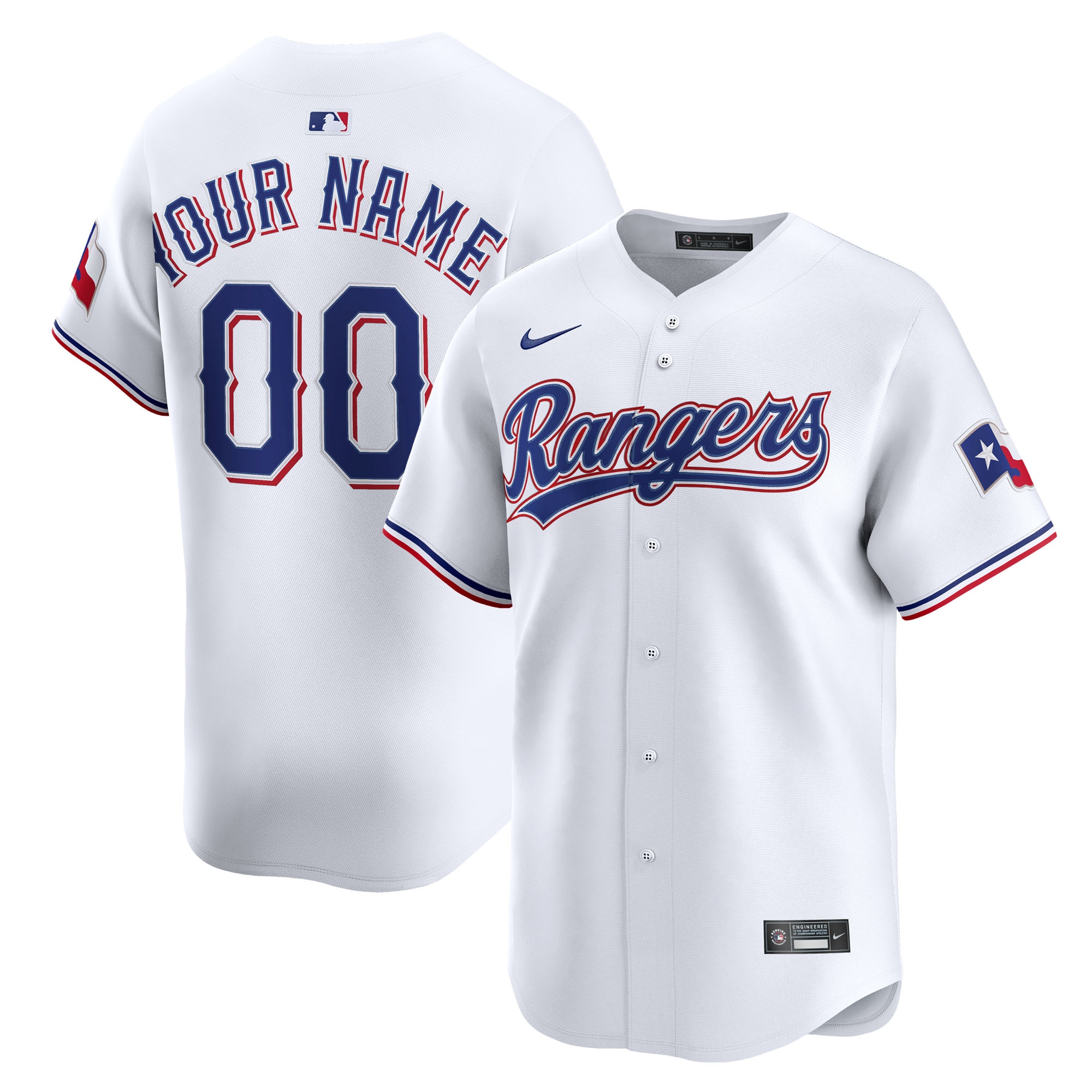 Texas Rangers White Home Limited Custom MLB Jersey Men's