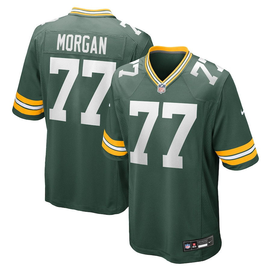 Jordan Morgan 77 Green Bay Packers 2024 Game Green NFL Jersey Men's