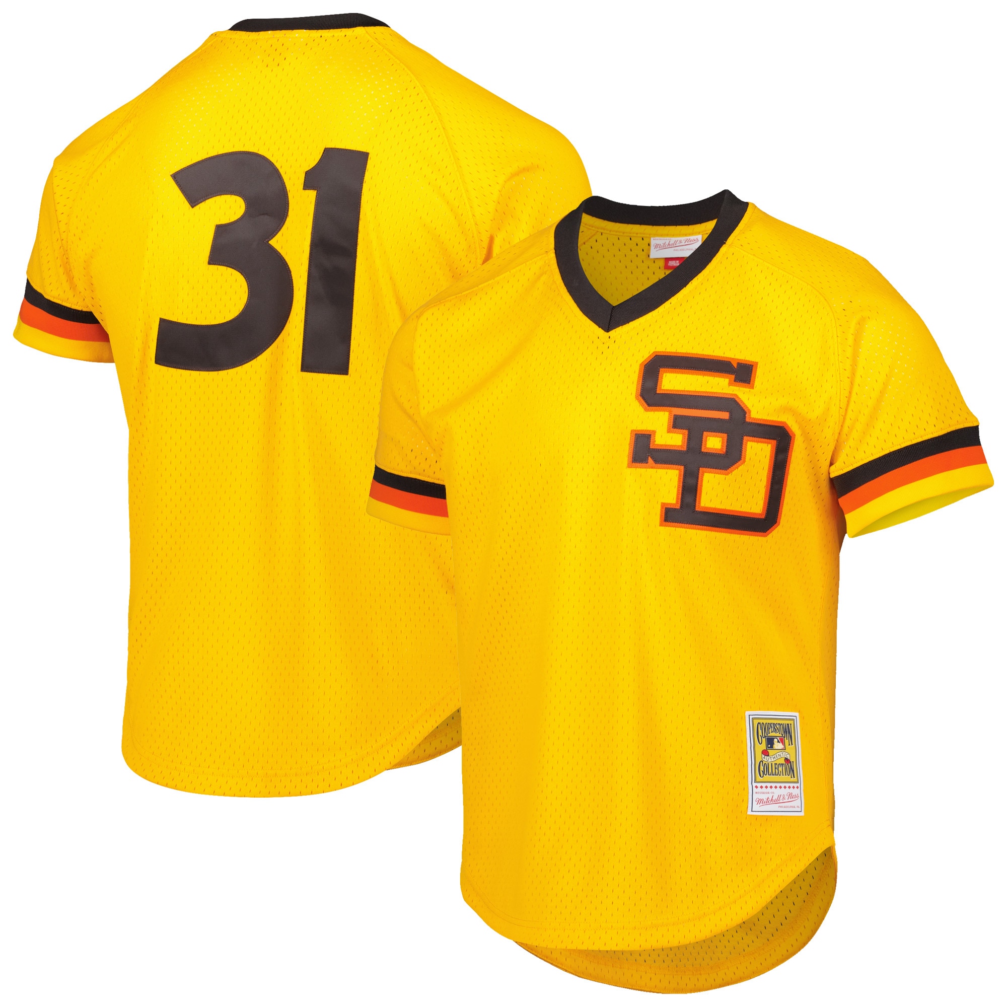 San Diego Padres Dave Winfield Mitchell Ness Gold Cooperstown Collection Mesh Batting Practice MLB Jersey Men's