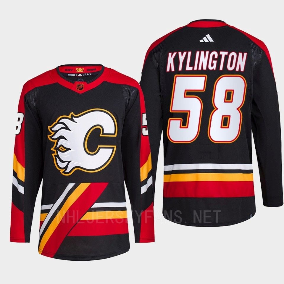 Oliver Kylington 58 Reverse Retro 2.0 2022 Calgary Flames Black Primegreen NHL Jersey Men's