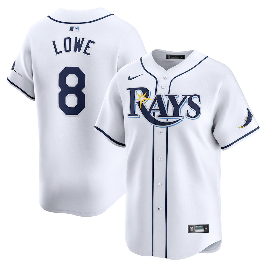 Brandon Lowe 8 Tampa Bay Rays Home Limited Player White MLB Jersey Men's