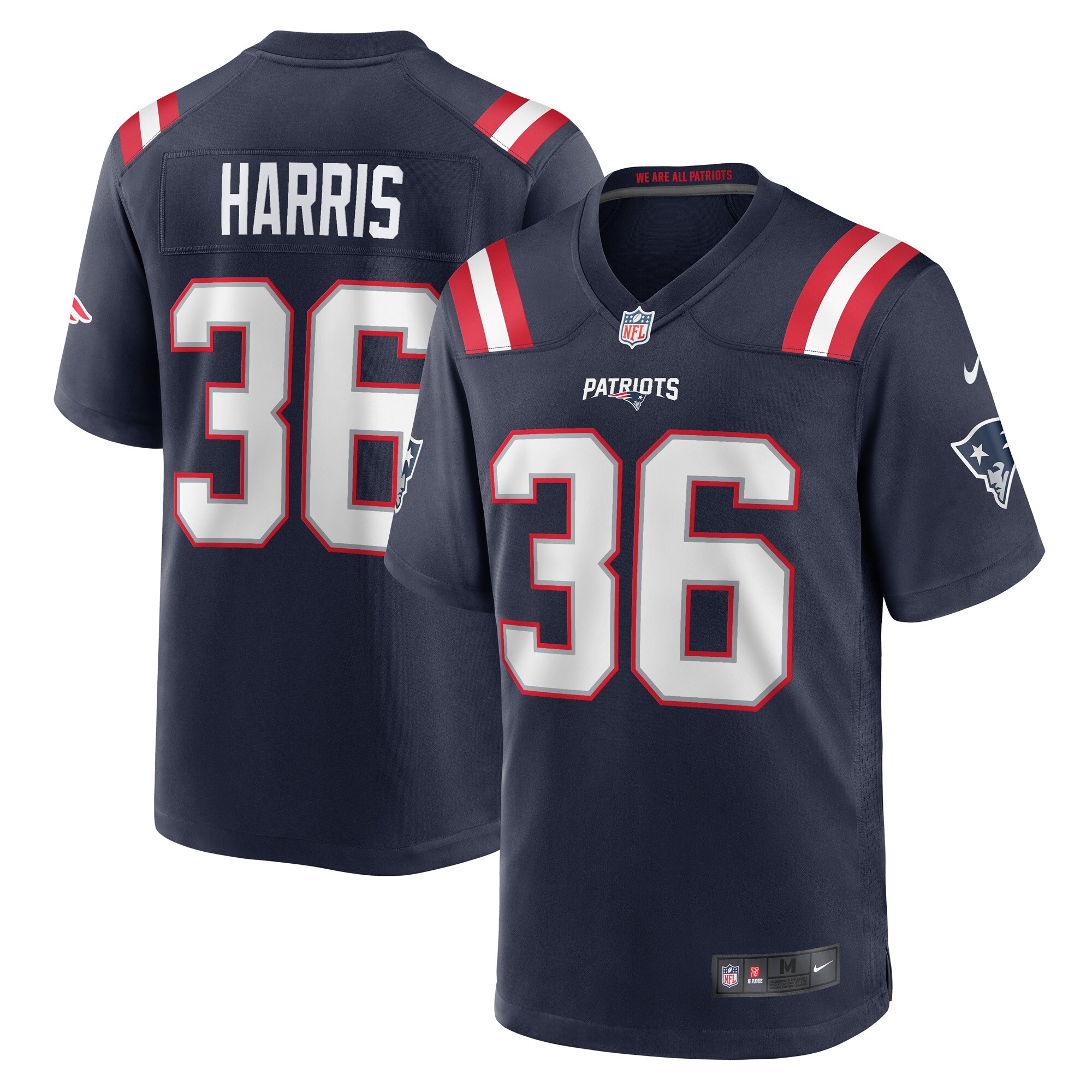 New England Patriots Kevin Harris Navy Game Player NFL Jersey Men's
