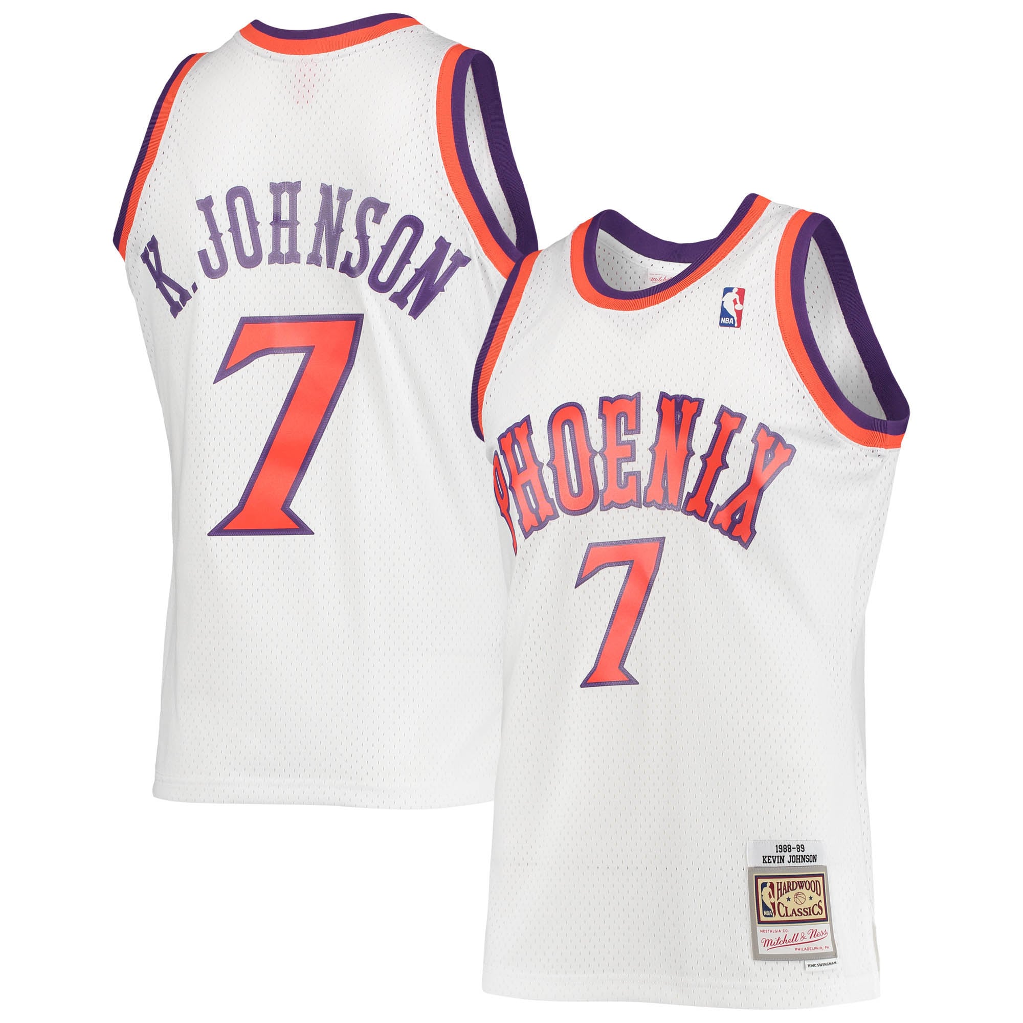 Mitchell Ness Kevin Johnso White Phoenix Suns 1989-90 Hardwood Classics Swingman NBA Jersey Men's