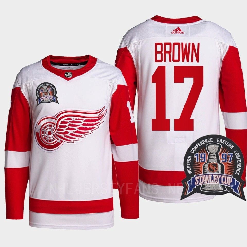 Doug Brown 17 1997 Stanley Cup Detroit Red Wings Red 25th Anniversary NHL Jersey Men's