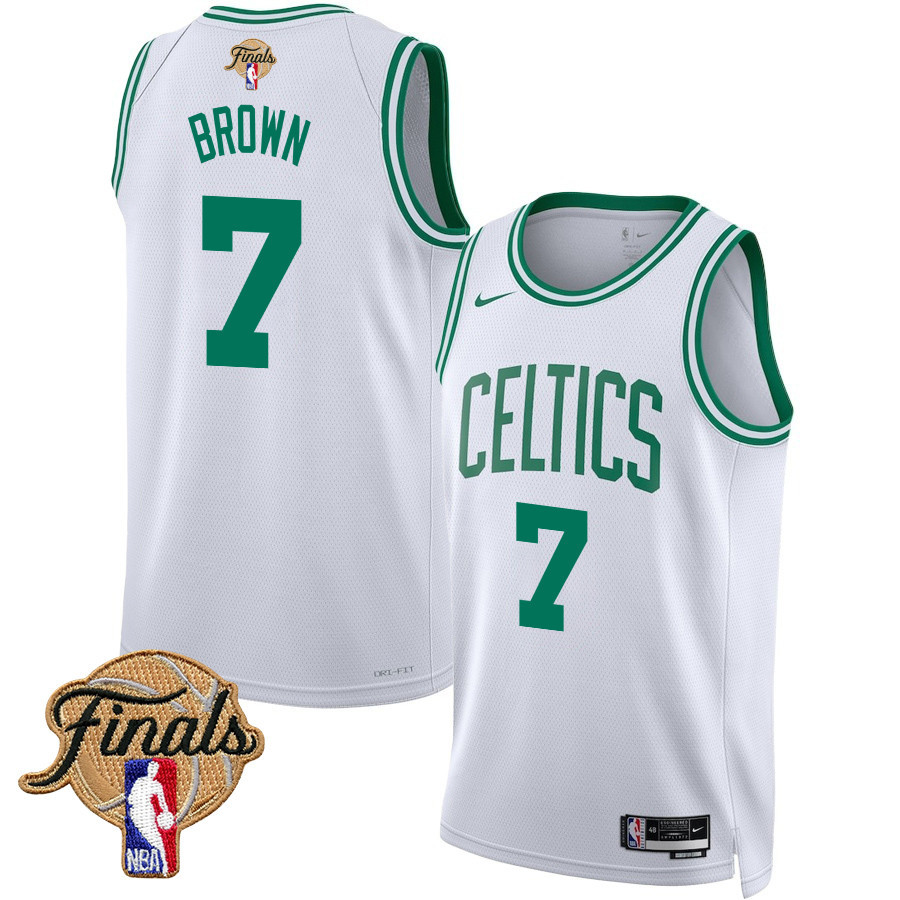 Jaylen Brown 7 Boston Celtics 2024 FINALS PATCH Swingman Association Editio White NBA Jersey Men's