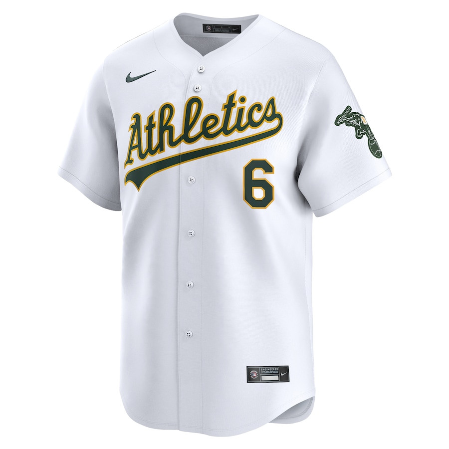 Jordan Diaz 6 Oakland Athletics Home Limited Player White MLB Jersey Men's