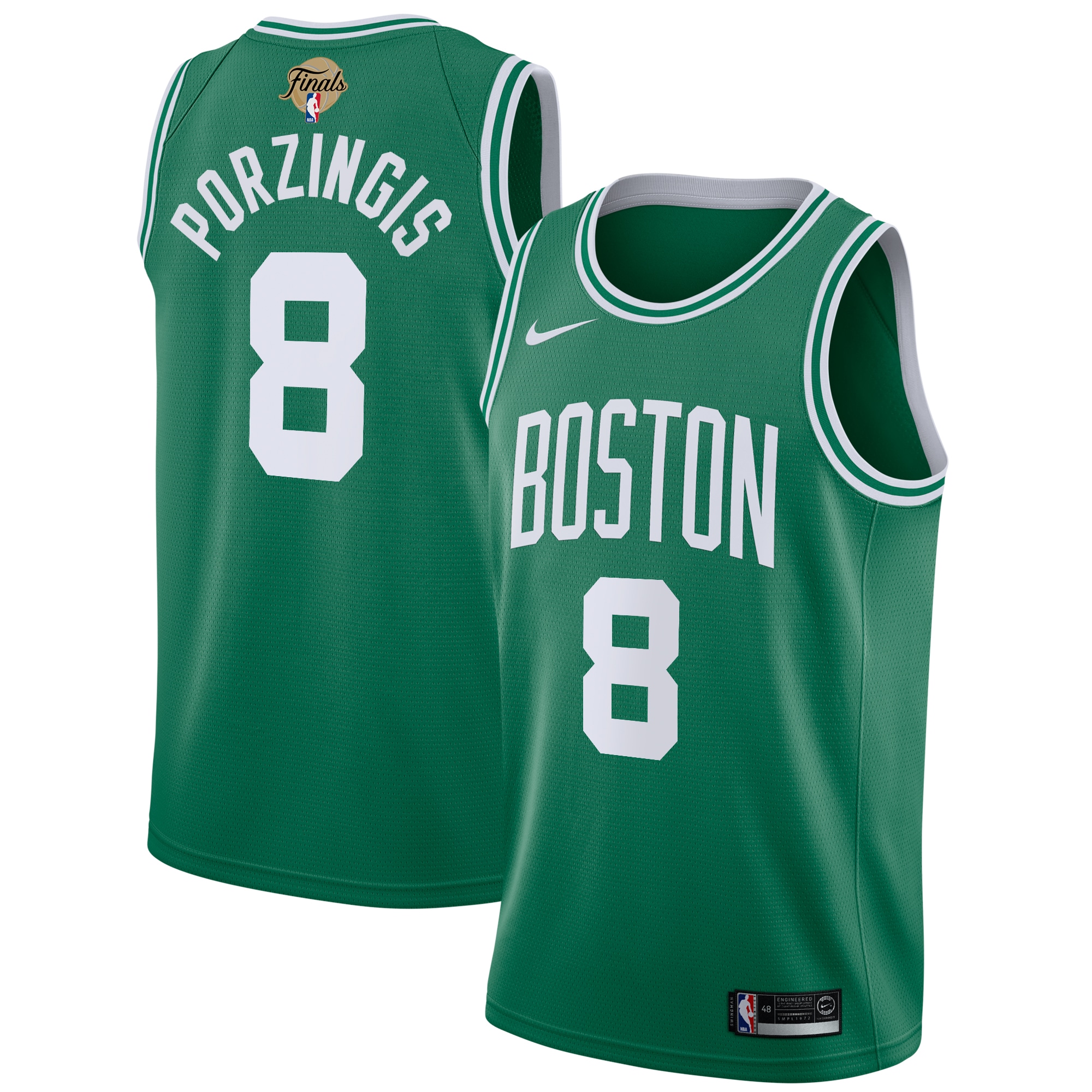 Boston Celtics Icon Edition Finals Patch 2024 Swingman Kelly Green Kristaps Porzingi NBA Jersey Youth