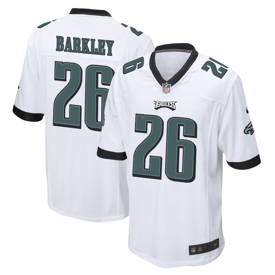 Saquon Barkley 26 Philadelphia Eagles Game White NFL Jersey Men's