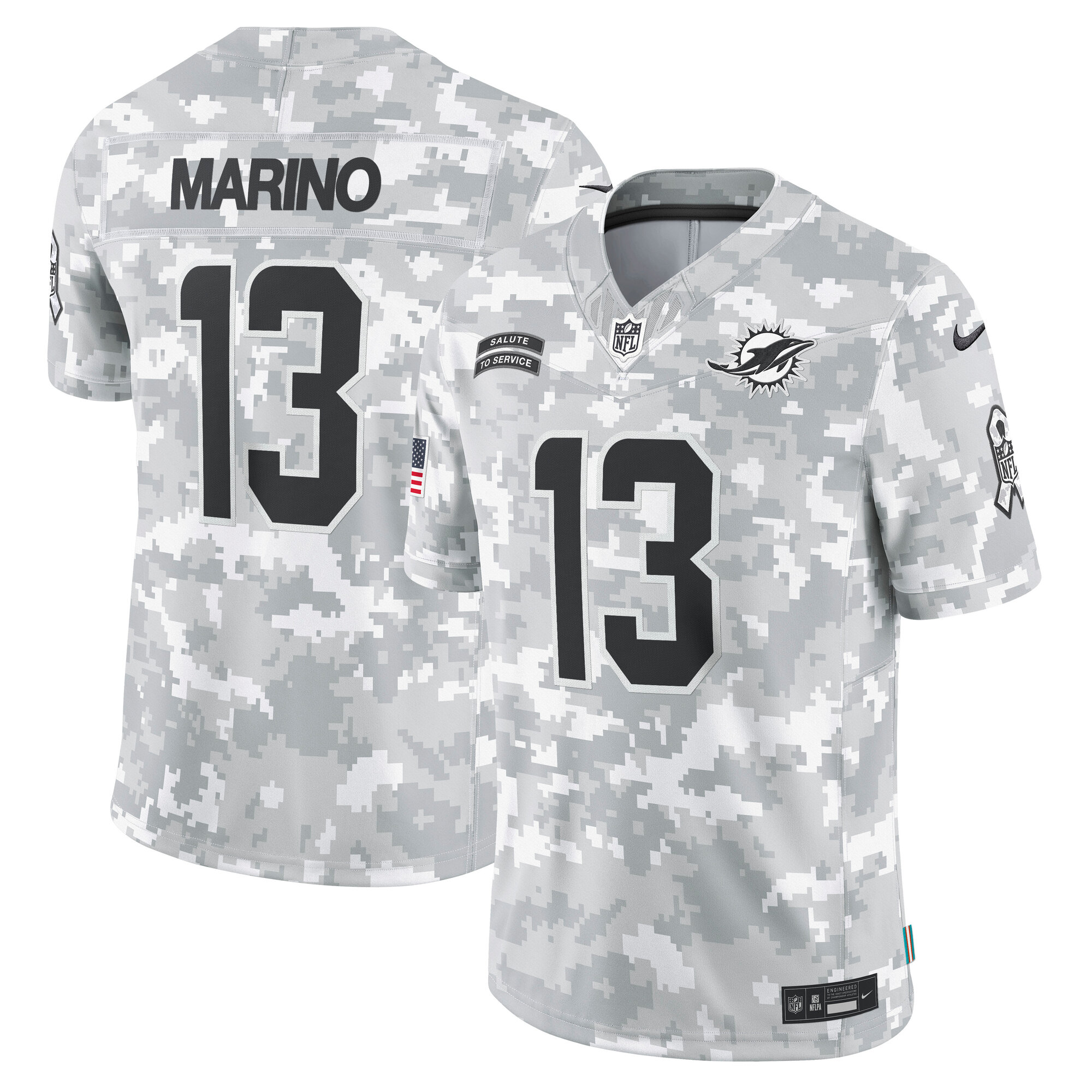 Miami Dolphins Dan Marino Arctic Camo 2024 Salute to Service Retired Player Limited NFL Jersey Men's