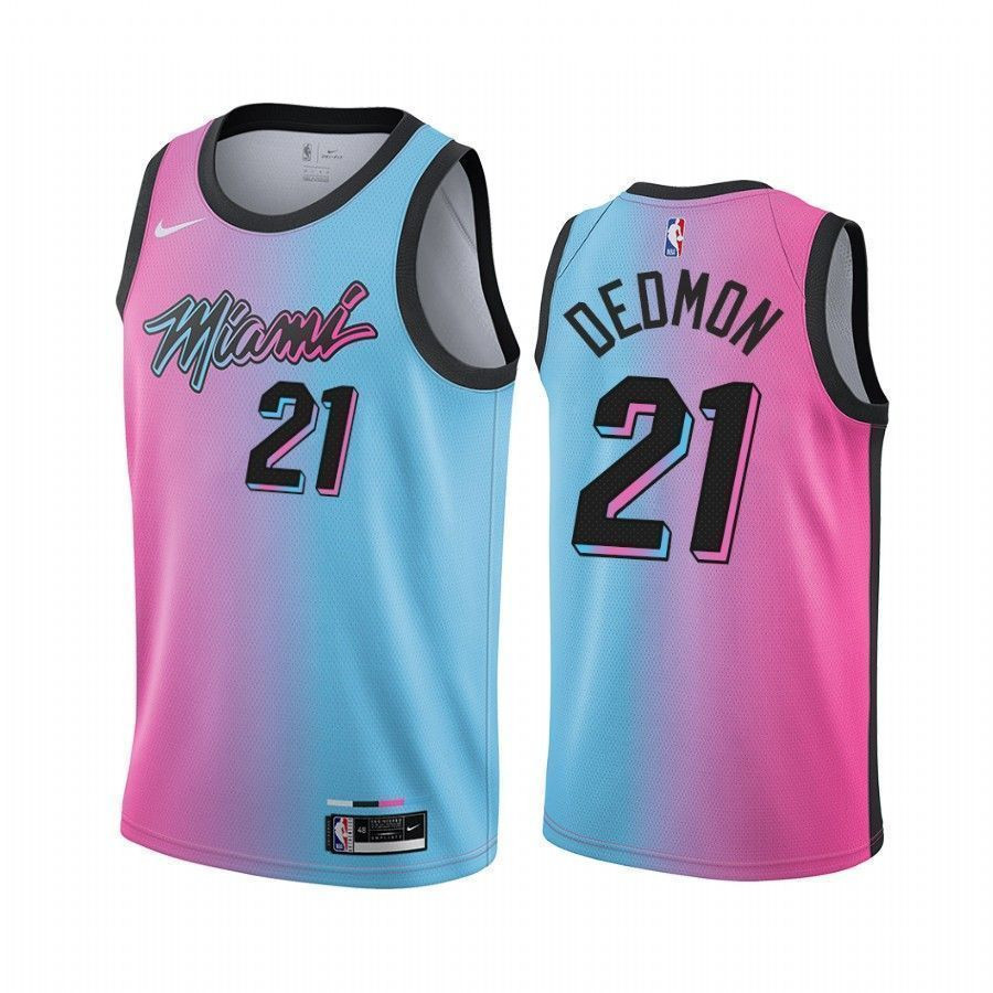 Dewayne Dedmon Miami Heat City Edition Blue Pink 21 NBA Jersey Men's