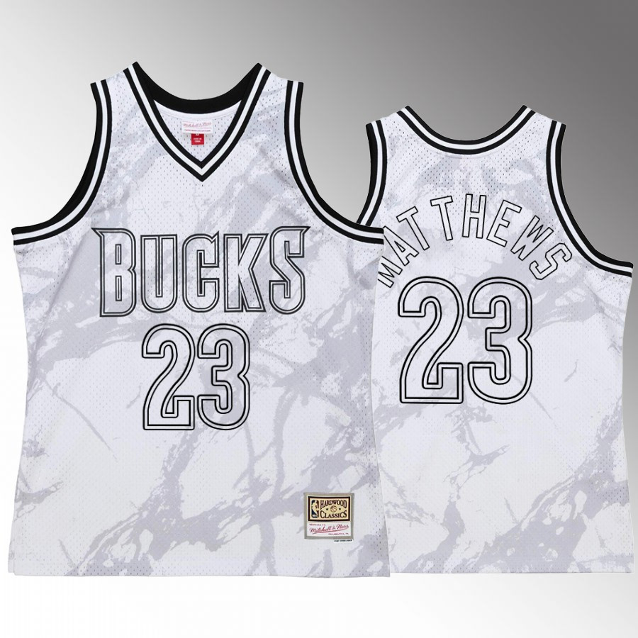 Milwaukee Bucks Wesley Matthews 2 White Marble Hardwood Classics NBA Jersey Men's