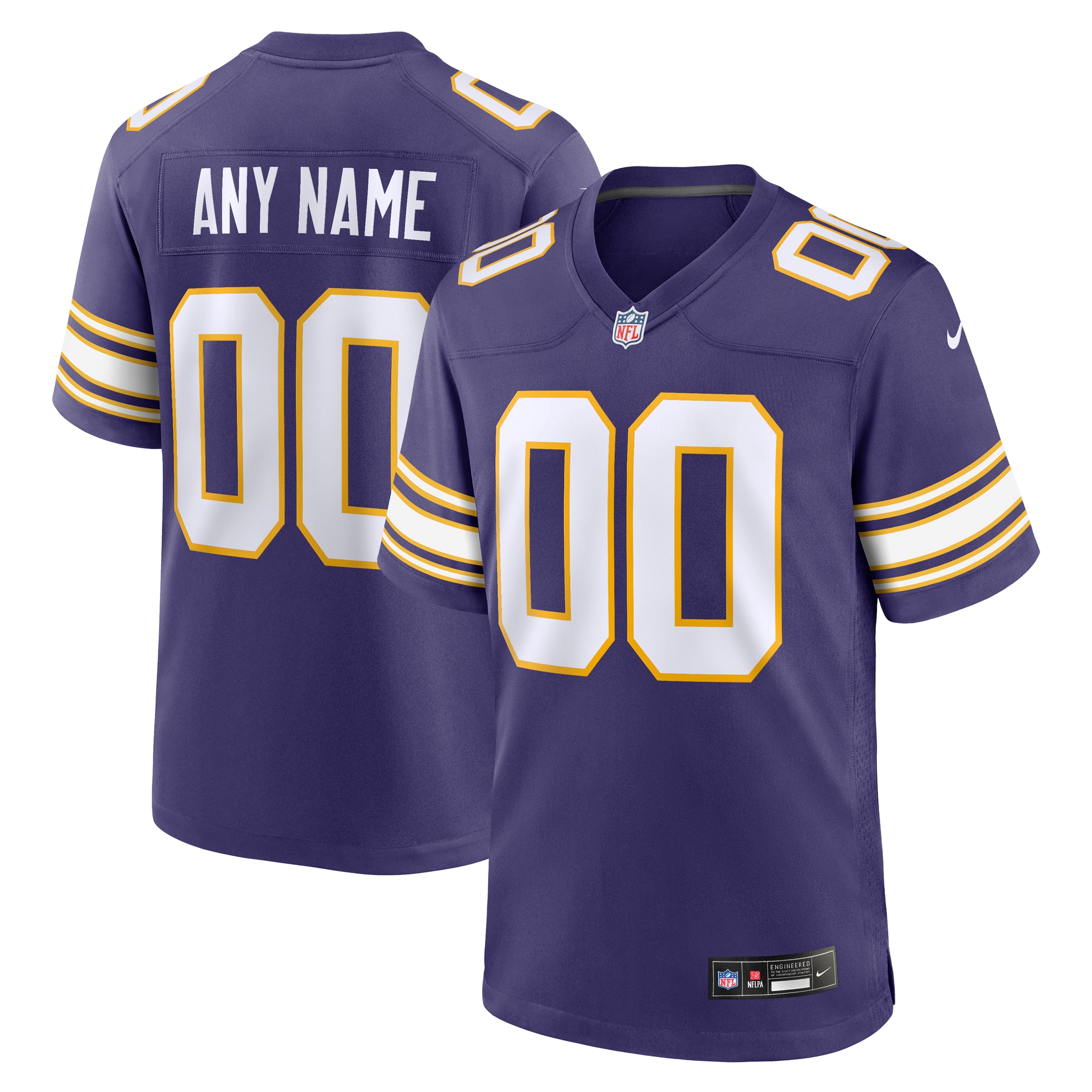 Minnesota Vikings Purple Classic Custom Game NFL Jersey Men's