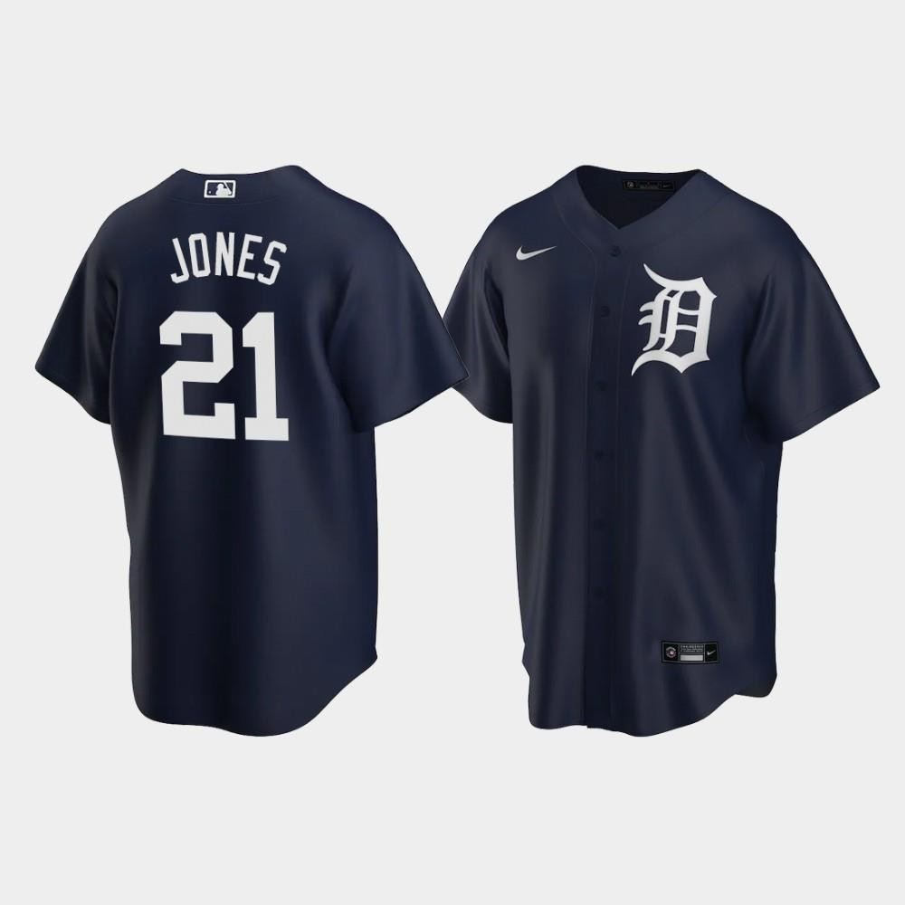 Detroit Tigers JaCoby Jones 21 Alternate Navy MLB Jersey Men's