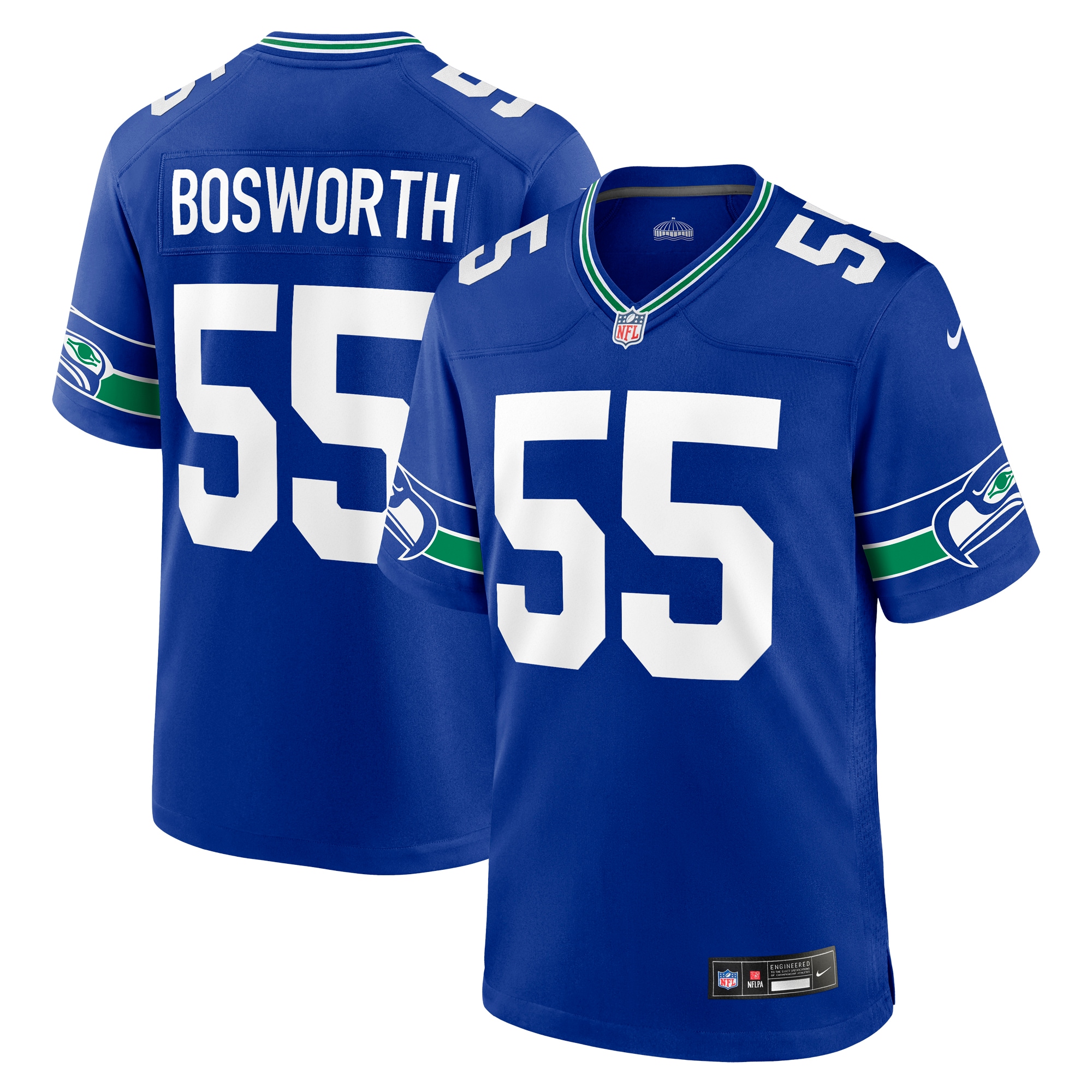 Seattle Seahawks Brian Bosworth Royal Throwback Retired Player Game NFL Jersey Men's