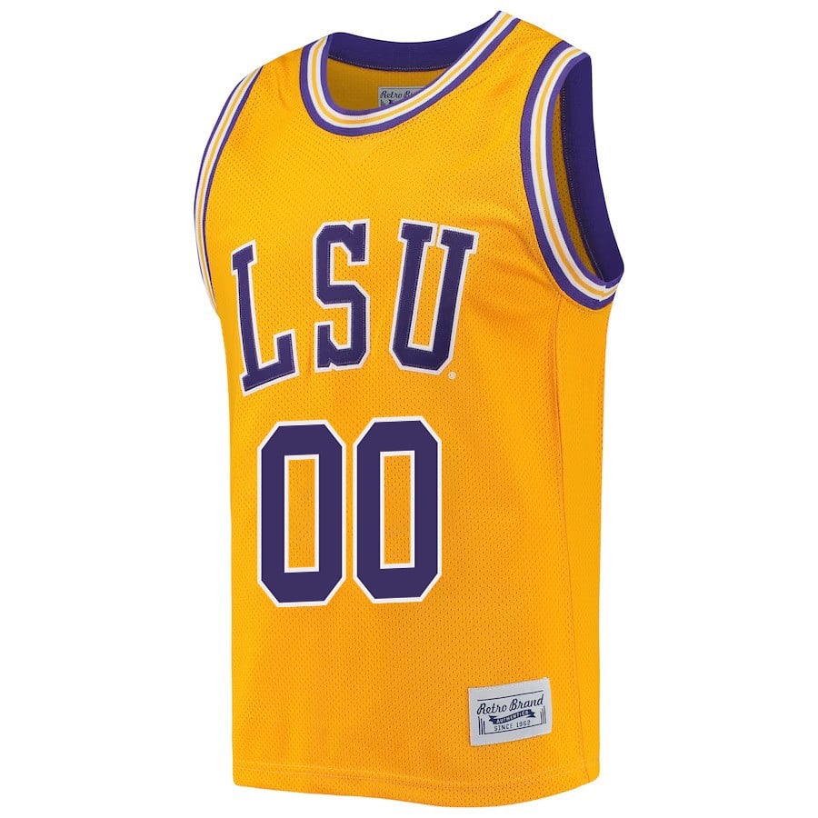 Custom 00 LSU Tigers 2023 Retro- Gold NCAA Jersey Men's